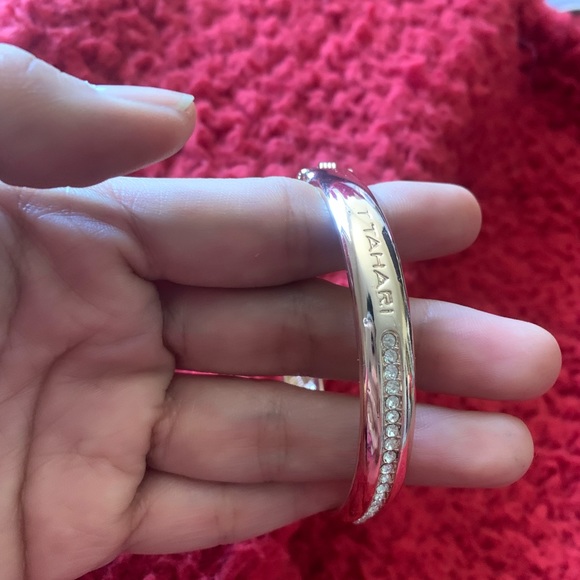 T Tahari and I.N.C. Crystal Bypass Bangle Bracelet - Picture 7 of 16